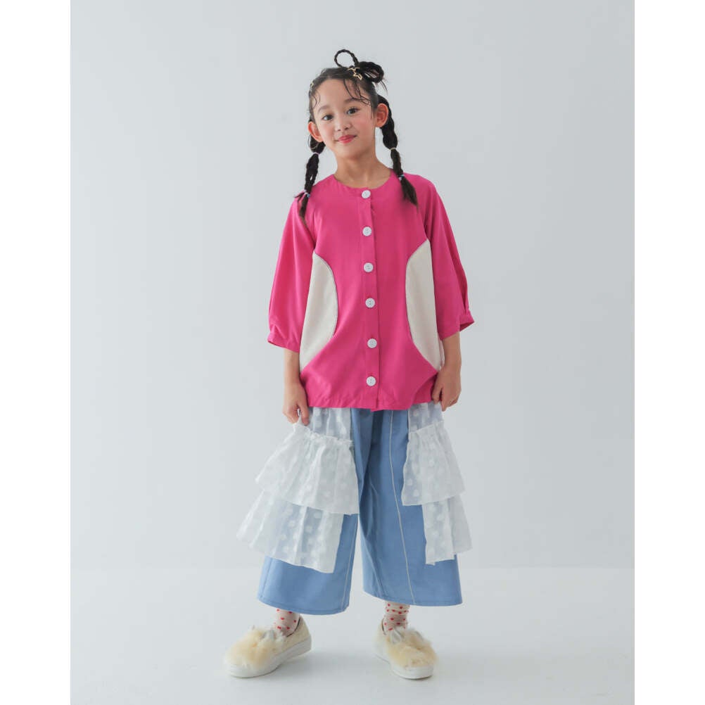 ユニカ] サマーニットサークルポケットカーディガン ピンク(6)｜子供服