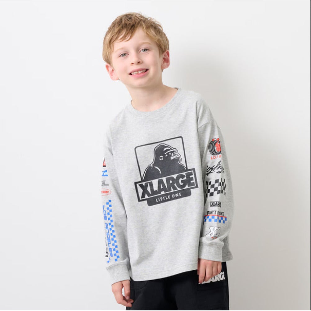 tomo★Xlarge KIDS エクストララージキッズ] モータースポーツOG長袖Tシャツ トップグレー