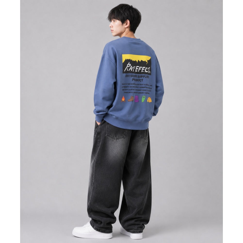ラットエフェクト] RAT OUTDOOR 裏起毛トレーナー グレイッシュブルー