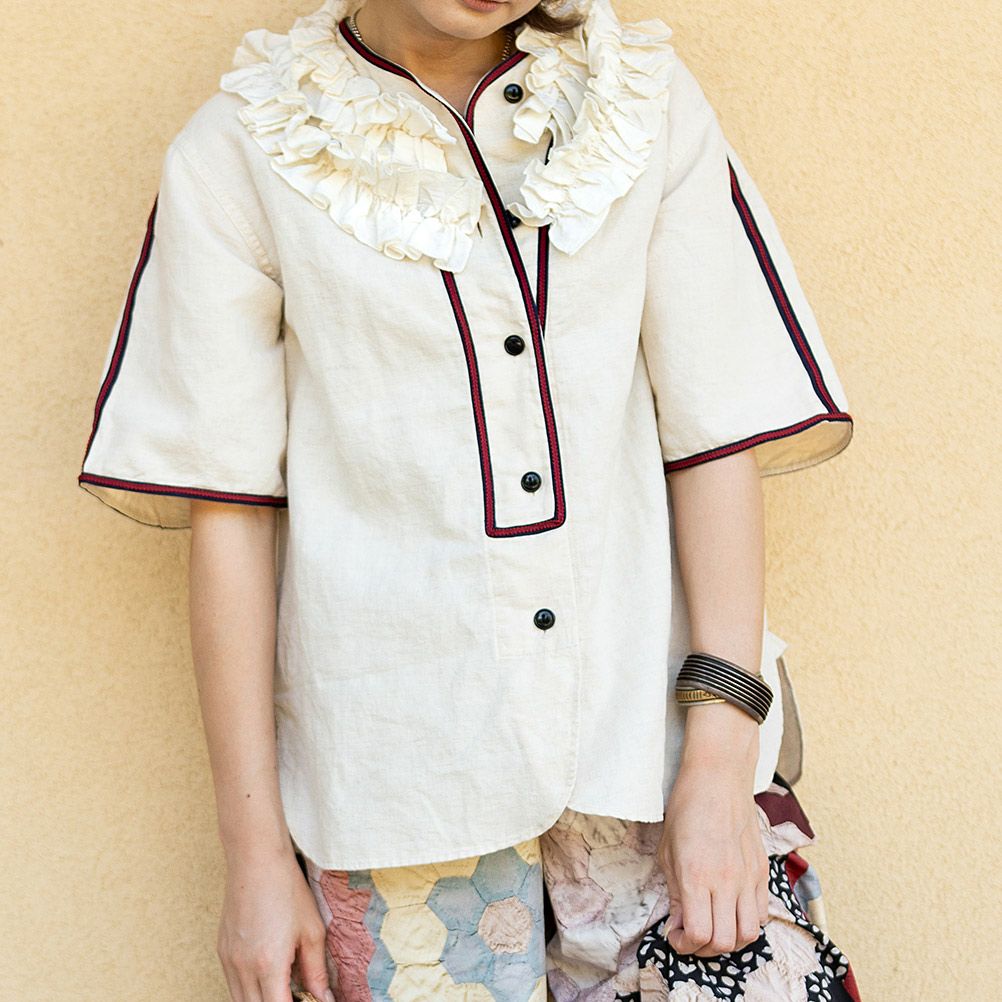 マレ] CLキャンバスバースボールワイフシャツ ベージュ(16)｜子供服の