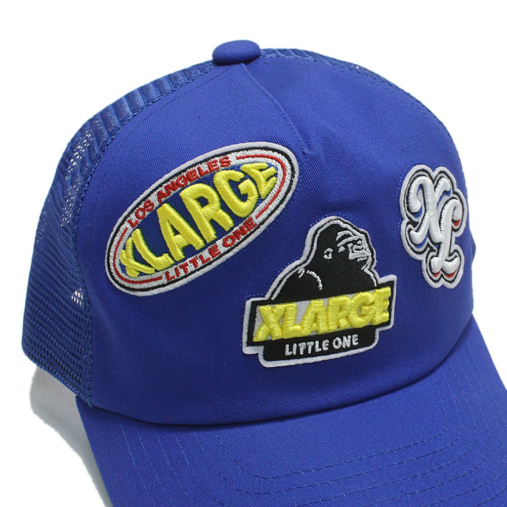 エクストララージキッズ] ワッペンロゴメッシュキャップ ブルー(51